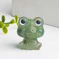 Handmade green resin frog figurine with natural crystal stone chips and smooth finish - Aventurine Jade