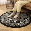 Thick round non-slip rug with classic black and white totem pattern for home decor - Ivy
