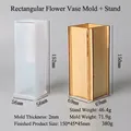 DIY rectangular silicone mold for flower vase with wooden frame set for resin casting - Rectangular Vase Mold with Bracket