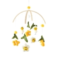 Baby wooden crib mobile with felt bees and floral ornaments in yellow and white - Bee Mobile