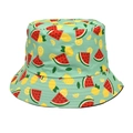 Vista dettagliata del cappello da pescatore con motivi vivaci di anguria e limone - M (56-58cm) / Verde Anguria