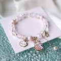 Elegant pink beaded bracelet with cloud, rabbit, star, and pearl charms for women - S013-pink Cloud Rabbit Bracelet #sz150