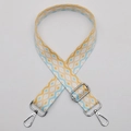 Adjustable wide shoulder strap with blue and yellow geometric rhombus pattern - No. 594 (Yellow Blue Geometry) / Silver