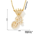 Dettagli e dimensioni della collana con pendente lettera A corona e zirconi - Stile A (N00203J-G--A)