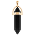 Golden pendant with a black hexagonal column gemstone on a clean white background - Black / Gold Cap Hexagonal Pendant