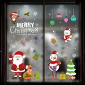 Removable static Christmas window stickers with Santa Claus, snowmen and reindeer - Christmas Scene Frosted Effect Style (H-95)