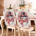Pink Christmas chair cover featuring a cute snowman design for festive dining room decor - Pink Snowman Pattern (YT02-24)