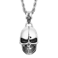 Silver skull pendant necklace for men in polished stainless steel with twist chain - Stereo Skull (KP32845-D)