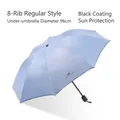 Ombrello pieghevole celeste a 8 stecche con rivestimento anti-UV nero per sole e pioggia - Ombrello manuale standard a 8 stecche UV - Blu