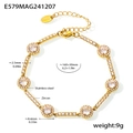 Specifiche delle dimensioni per bracciale in acciaio dorato con zirconi bianchi - Oro