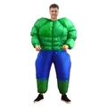 Adult inflatable superhero muscle costume in green and blue for festive cosplay parties - Hulk / One Size