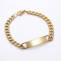 Polished gold titanium steel curb chain bracelet with a blank ID plate for DIY engraving - Men's Bracelet (Gold)