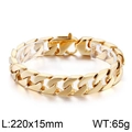 Bracelet gourmette doré de 15mm pour hommes en acier titane avec une longueur de 220mm - Or (KB80114-BD)
