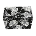 Floral wide-brim crisscross headband for yoga with white peony prints on black background - Black Floral