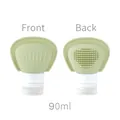 Botella de viaje de silicona verde de 90 ml con cabezal de masaje para champú - Verde Guisante / 90ML / Juego de 3