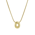 Gold plated snake chain necklace featuring a zircon paved letter zero pendant - Necklace O / Gold