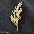 Golden wheat stalk brooch with crystal rhinestones and pearls measuring 1.9x5.5cm - Gold Rhinestone Wheat Ear