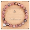 Bracelet en pierres naturelles roses et grises avec cœur pour cadeau de 18e anniversaire - Bracelet en Pierre Rhodonite + Carte Joyeux 18ème