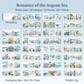 Romantic Aegean Sea theme washi stickers featuring blue and white Greek landscape scenes - Aegean Romance