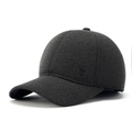 Winter men's dark grey thermal baseball cap with textured wool fabric and ear flaps - Gray