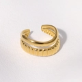 Minimalist double-layer 18K gold-plated stainless steel ring with textured design - Adjustable / Gold