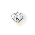 Colgante de corazón plateado con seis diamantes de imitación y aro de metal para bricolaje - Liso con piedras / Plata Diamante Blanco