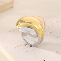 Macro detail of tricolor gold silver and rose gold polished irregular tiered ring - US 6 / Three-Color Fluid Stacked Ring (混色KR53724-LK)