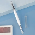 Dual-ended makeup brush with spiral brow brush and silicone applicator with clear caps - Dual-ended Silicone Lip Brush + Spiral Brush