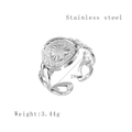 Silver Cuban link heart ring in stainless steel with 20mm diameter and 3.44g weight - Silver
