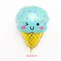 Detail view of 46x58cm ice cream foil balloon with smiley face and waffle cone pattern - Smiling Ice Cream