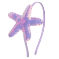 Glittery starfish headband with iridescent sequins in pink, purple, and blue gradients - Fantasy Pink Purple