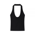 Top estivo da donna nero con scollo all'americana su sfondo bianco - S / Nero