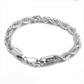 Elegante pulsera de cordón de acero inoxidable plateado con cierre de mosquetón seguro - 20cm / 6mm / Color Acero
