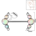 Silver stainless steel nipple ring with colorful opal and white zircon sunflower design - 1.6x14mm (Threadless) / Style 7-White Glitter