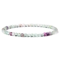 Detailed close-up of 4mm round natural fluorite beads with purple and green textures - Fluorite