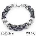 Bracciale bizantino bicolore da uomo in acciaio inossidabile argento e nero, lungo 200 mm - Bicolore Canna di Fucile (KB186463-Z)