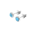 Minimalistische 925er Sterlingsilber Ohrstecker mit runden Türkis-Steinen für Herren - Silber mit blauem Türkis