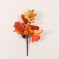 Artificial autumn spray with orange maple leaves, berries, and mini pumpkin for decor - CZ705 Orange Yellow Maple Leaf Berry Pumpkin