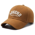 Caramel brown cotton baseball cap with white Legend Tale embroidery and curved brim - Adjustable / Light Coffee
