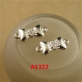 Silver bow alloy jewelry connector with double hanging loops for DIY crafting - A1352-19*8MM Antique Silver