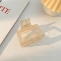 Square hollow hair claw clip in translucent champagne beige resin for women - 5cm / Brown