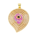 Waterdrop-shaped gold charm featuring a pink mosaic evil eye with zircon inlay - Pink Teardrop Shell Eye Pendant-65