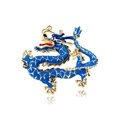 Vintage blue enamel flying dragon brooch with gold alloy detailing on a white background - Blue Enamel Zodiac Dragon