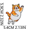 Detailed size specifications of cute orange cat embroidery patch showing 5.9cm x 5.4cm - Waving Pose Cute Cat Style