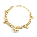 Elegant 18k gold plated stainless steel double layer bracelet with unicorn and star charm - Gold