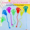 Set of six colorful sticky palm toys in blue, pink, green, red and yellow for kids - Soft Sticky Hand (Small)