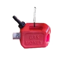 Ornamento natalizio a forma di tanica rossa con rilievo Gas Money e spazio per banconote - Rosso