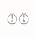 Elegant 925 sterling silver geometric hoop earrings with sparkling clear zircon accents - Geometric Ring with Single Zirconia