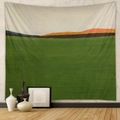 Detail view of Bohemian landscape tapestry hanging on a textured wall in a modern room - Design CX0327-23
