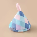 Japanese style pot lid handle cover in blue and pink geometric pattern fabric - Colored Blocks Pot Lid Hat (120°C Heat Resistant)